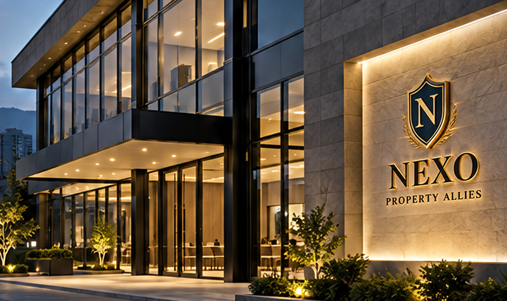 Arquitectura contemporánea con la identidad de Nexo Property Allies, imagen conceptual